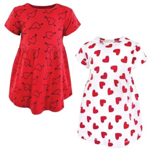 Hudson Baby Infant Girls Cotton Dresses, Love Hearts, 9-12 Months