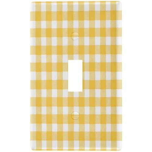 Yellow Gingham Light Switch Cover Plate, Single Toggle Light Switch Plate 1 Gang Decorative Wall Plate Cover Standard Size 4.53" x 2.76"