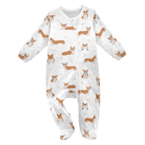 vvfelixl Exercises Doberman Dog Baby Sleepers For Girl Boys Newborn Baby Play One-Piece Footies For 0-24 Months White