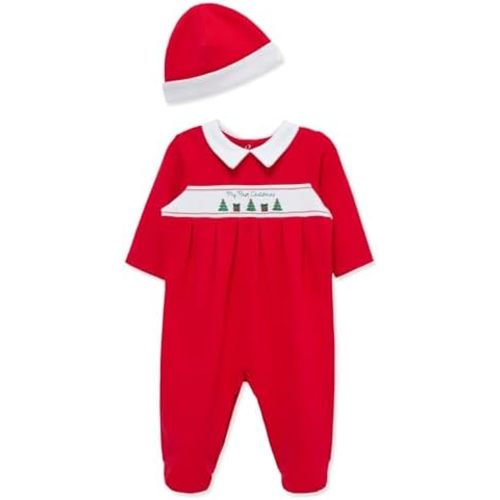 Little Me Clothes for Baby Boys' and Girls' Holiday Footies and Cap Set Romper Sleeper