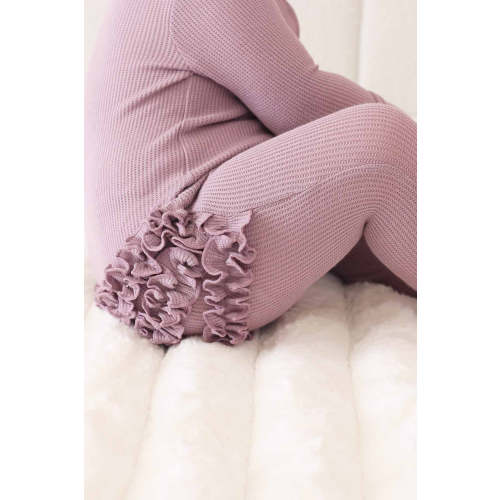 Embroidered Bamboo Waffle Zipper Ruffle Footies in In Bloom | Caden Lane