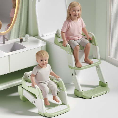 Oioane Potty Training Toilet for Toddlers, 3-in-1 Potty Training Seat with Splash Guard, Anti-Slip and Safety Handles, Green