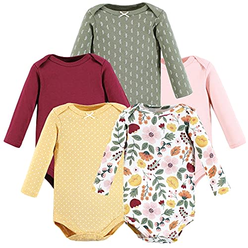 Hudson Baby baby-girls Cotton Long-sleeve Bodysuits 5-pack