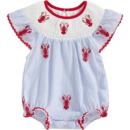 Sasaerucure Baby Girl Summer Sleeveless Onesie Crawfish Romper