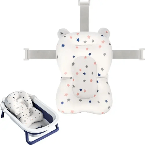 Colorlife Baby Bath Seat Support Net Infant Bathing Seat Support Mat, Adjustable Comfortable Non-Slip Three-Pointed Baby Shower Net Bathtub Sit Up Mesh for Newborn 0-6 Months-Star(No Bathtub)