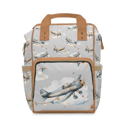 Airplane Print Diaper Backpack: Gender Neutral Aviator Baby Bag