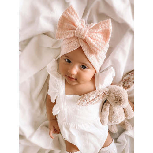 WAFFLE BOW TURBAN - PINK