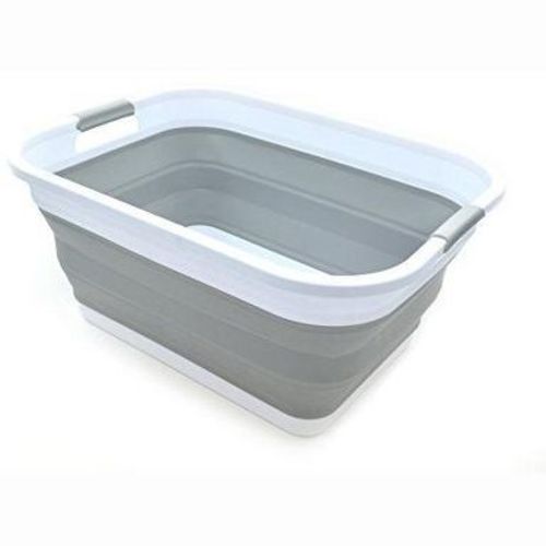 SAMMART 41L (10.8 gallon) Collapsible Plastic Laundry Basket, Grey