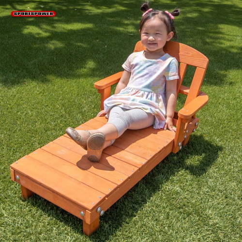 Sportspower Kids Wooden Outdoor Chaise Lounge Chair, 36." x 20.35" x 20.6", Brown