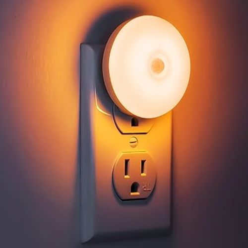 myCozyLite Amber Night Light Motion Sensor, Night Light Plug in, Blue Light Blocking, Automatic Nightlight, 2 Pack Night Lights Plug into Wall, for Bathroom, Kitchen, Bedroom, Hallway, Stairway