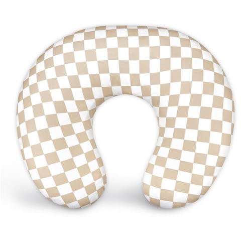 DILIMI Nursing Pillow Cover, Stretchy Removable Case for Breastfeeding Pillows, Ultra Soft Comfortable Slipcover for Baby Girl and Boy, Light Brown Checkerboard
