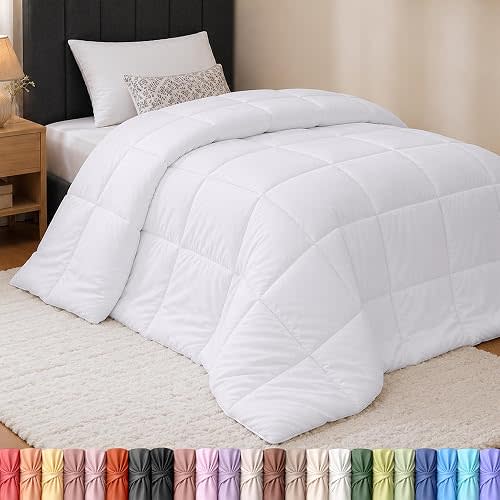 Utopia Bedding Twin Comforter, Duvet Insert, White, 64 x 88 Inches