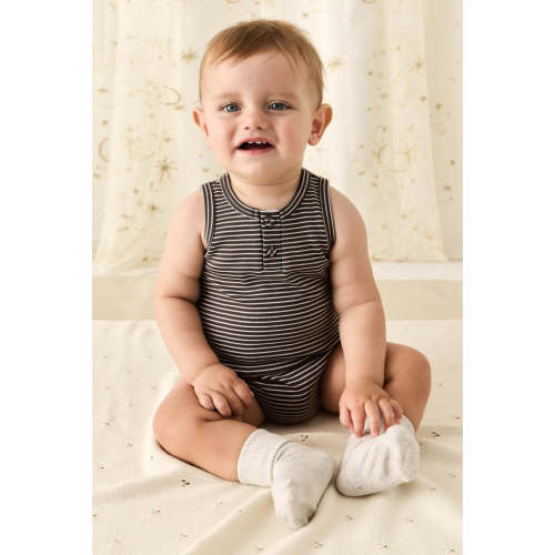 Pima Cotton Noah Playsuit - Dark Coffee/Vintage Taupe – Jamie Kay USA
