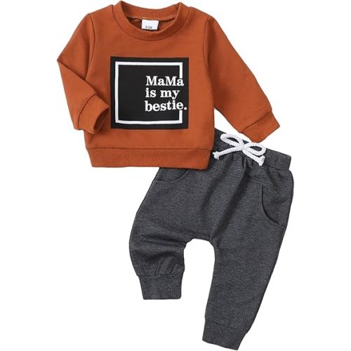 Yvowming Baby Boy Clothes Fall Clothes Truck Print Long Sleeve Pullover Tops + Pant Sets Toddler Winter Outfits