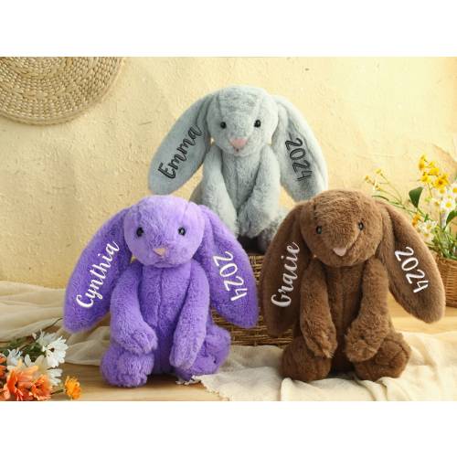 Personalized Plush Bunny Rabbit,Embroidered Monogrammed Bunny,Newborn Baby Gift,Baby Shower Gift,Stuffed Animal,Plush Bunny Toy,Gift For Kid