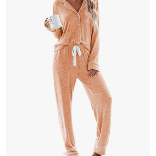 Aamikast Women's Pajama Sets Long Sleeve Button Down Sleepwear Nightwear Soft Pjs Lounge Sets