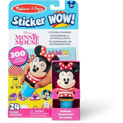 Melissa & Doug Sticker Wow!™ 24-Page Activity Pad and Sticker Stamper, 300 Stickers, Arts and Crafts Fidget Toy Collectible Character – Disney Minnie Mouse - for Kids Ages 3+ - FSC Certified