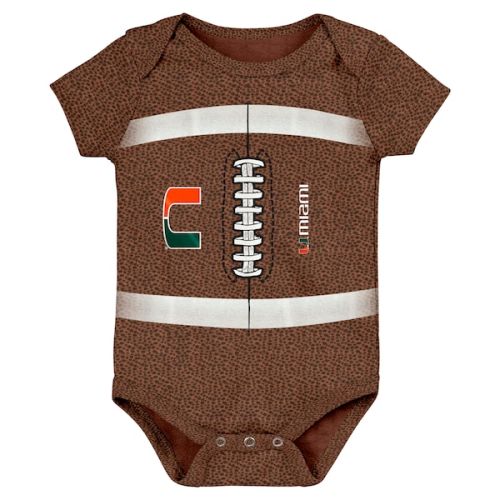 Newborn & Infant Brown Miami Hurricanes Catch Me Football Bodysuit