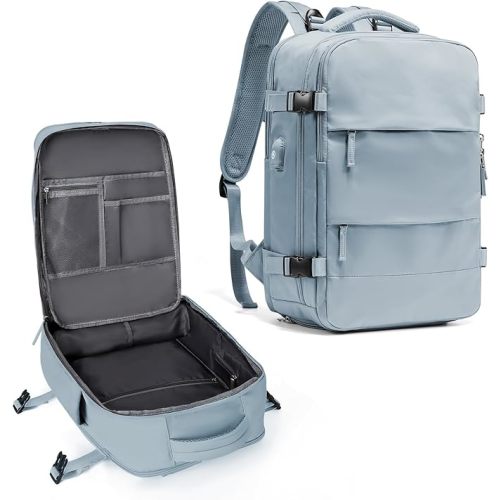 coowoz Travel Backpack For Women Men,Carry On Backpack,Hiking Backpack Waterproof Outdoor Sports Rucksack Casual Daypack travel essentials(Gray Blue)
