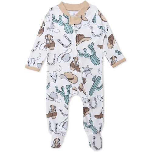 HonestBaby Sleep & Play Footed One-piece Pajama Sleeper 100% Organic Cotton, Baby Boys