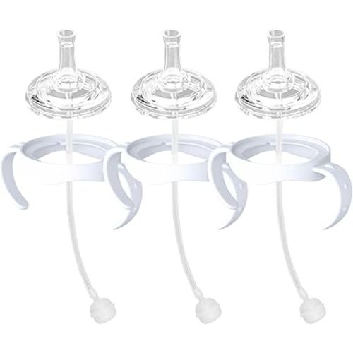 Sippy Cup Conversion Kit Compatible with Philips Avent Natural Baby Bottles, Soft Straw top and Weighted Ball Sippy Cup Transition Kit with Handles, 8m+ Pack of 3
