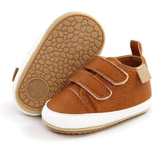 SOFMUO Baby Boys Girls High Top Ankle PU Leather Sneakers Soft Rubber Sole Infant Moccasins Newborn Oxford Loafers Anti-Slip Toddler Wedding Uniform Dress Shoes
