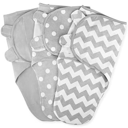 Swaddle Blanket Baby Girl Boy Easy Adjustable 3 Pack Infant Sleep Sack Wrap Newborn Babies by Comfy Cubs (Small (0-3 Month), Gray)