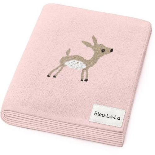 Bleu La La 100% Luxury Cotton Knit Swaddle Receiving Blanket for Blanket for Newborn and Infant Boys and Girls - Deer - Pink