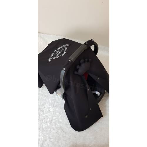 Black Baby Car Seat Cover Boy , Personalized Baby Car Seat Canopy Boy , Silver Name Embroidery , Baby Shower Gift for Baby Boy