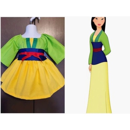 Disney Mulan Green/Yellow dress Knee/Ankle length 3M-4T Halloween