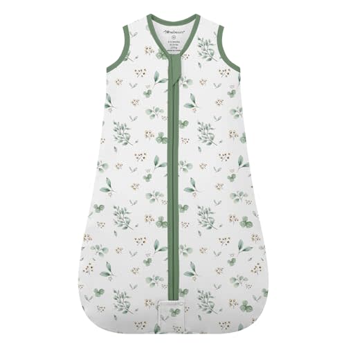 Mosebears Sleep Sack Baby Winter Wearable Blanket with 2-Way Zipper,2.5 TOG Cotton Sleep Sack Unisex(Plant,0-6 Months)