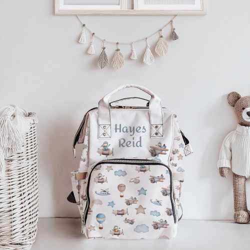 Personalized Airplane Baby Diaper Bag boy baby shower gift custom baby backpack monogrammed hospital bag parent carrier duffle bag aviation
