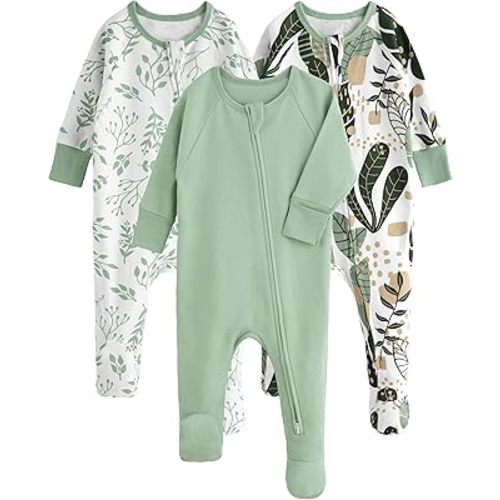 Yoofoss Baby Pajamas 100% Organic Cotton Baby Sleepers for Newborn 0-3 3-6 6-9 Months Boys Girl Clothes 3pcs Footed PJs