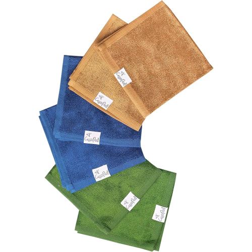 Copper Pearl 6 Ultra Soft Baby Bath Washcloths Premium Large Soft River (Blue/Brown/Green) 11" x 11" Towels