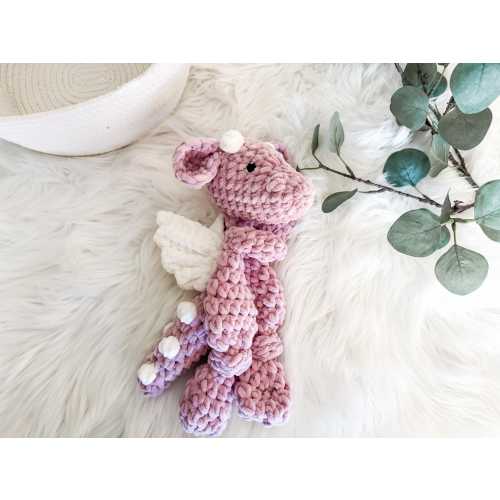Dragon Baby Lovey Blanket, Plush Toy, Dragon Baby Gift, First Birthday Gift Girl, Security Blanket, Dragon Nursery for Girls