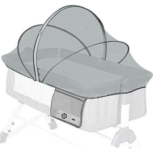 Orzbow Bassinet Cover for Cats - Breathable Mosquito Net Cover for Bassinets/Travel Cribs/Mini Cribs, Baby Mosquito Net to Keep Pets Out, with Two-Way Self-Locking Zippers and Storage Bag, Grey