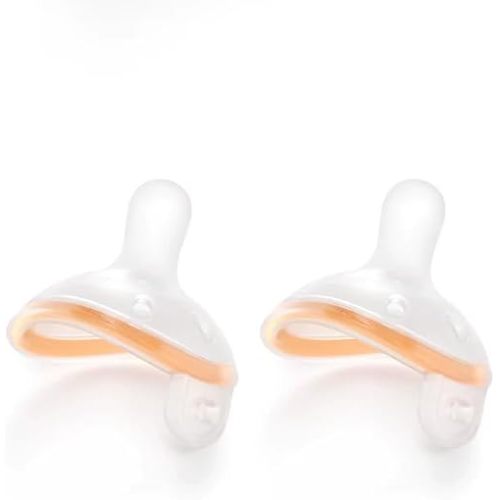 Garkoko Breast-Like Baby Pacifier 0–6 Months (2-Pack), One-Piece Silicone Binky with PPSU Anti-Swallowing Ring, BPA-Free Natural Feel for Newborn & Breastfed Babies, Seamless Feeding Transition