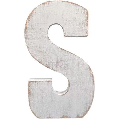 ABELOTS Distressed White Wash Wood Letter Decorative Signage, 10.0 x 5.91 inches, Love, Style S