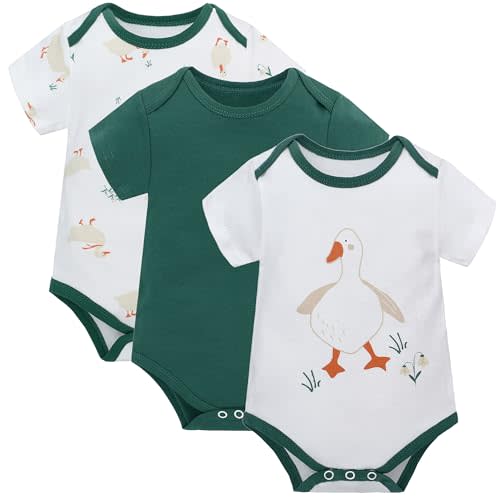 LAT 3 Pcs Baby Footie Pajamas，Infant Girls Boys One-Piece Footies Sleeper Newborn Cotton Sleepwear Outfits,zipper design