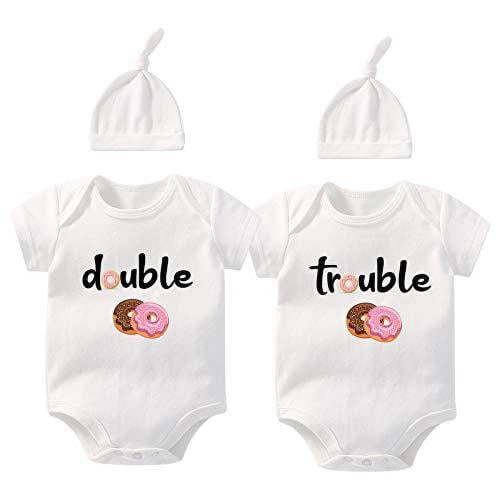 YSCULBUTOL Baby Twin Bodysuit Perfect Together Twin Best Friend Bacon Eggs Twins Set Double Baby Twin Cute（yep White3M）
