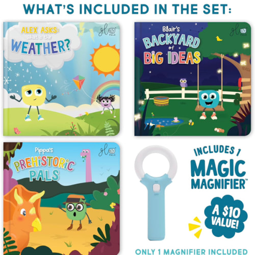 Glo Pals Light-Up Kids Books 3-Pack with 1 Magic Magnifier - Early Reader Books