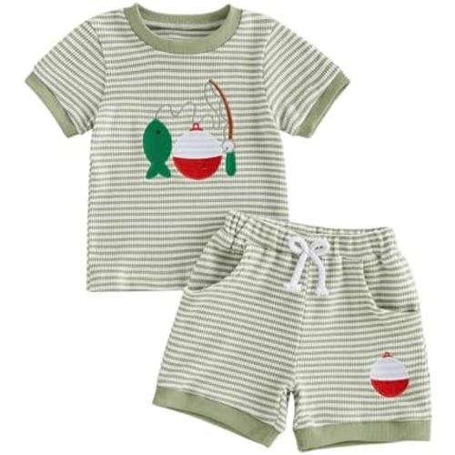 Kupretty Toddler Baby Boy Football Summer Outfits Game Day T-shirt Shorts