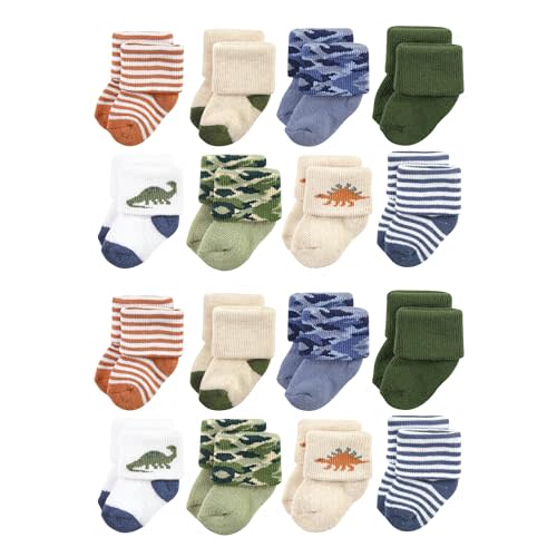 Hudson Baby Unisex Baby Cotton Rich Baby Terry Socks 16-Pack