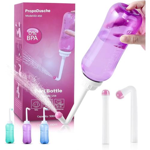 Peri Bottle for Postpartum Travel Bidet - Perineal Care,Portable Travel Squeeze Bottle Bidet for Women Personal Hygiene Cleaning,2 Tubes for Baby Mom After Birth Cleansing and Recovery 16.9OZ (Purple)