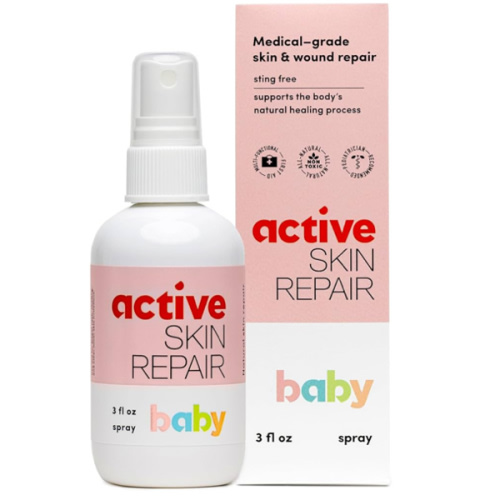Active Skin Repair Natural, Non-Toxic, No Sting Baby Spray First Aid Safe For Use on Diaper Rash, Baby Acne, Eczema, Cuts, Wounds, Scrapes, and Other Skin Irritations (3 oz. Spray)