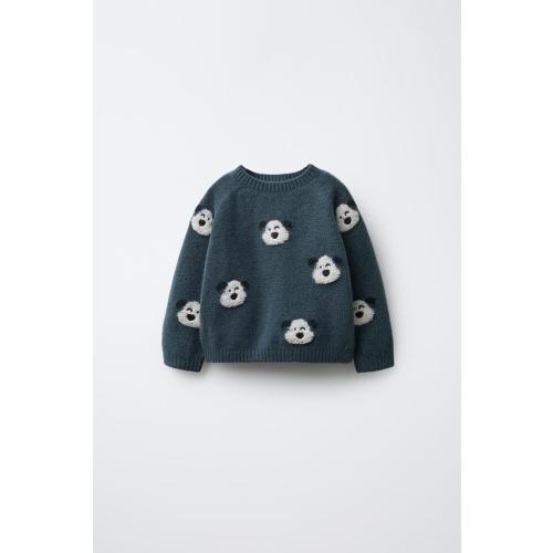 EMBROIDERED PUPPY KNIT SWEATER - Deep blue | ZARA United States