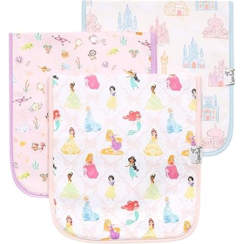 Copper Pearl Baby Burp Cloth Large 21''x10'' Size Premium Absorbent Triple Layer 3-Pack Gift Set Disney Princess