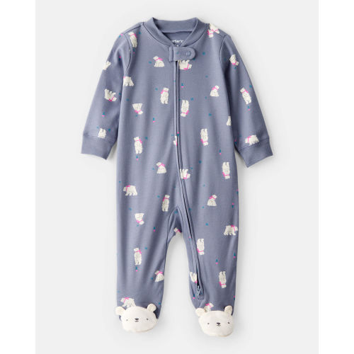 Baby Girl Polar Bear Print 100% Cotton Snug Fit Sleep & Play Pajamas - Grey - Carter's | Carter's