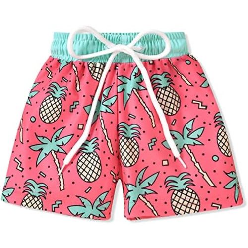 HIHA Toddler Baby Boy Swim Trunks Cartoon Pattern Hawaiian Beach Shorts Board Shorts Swimwear