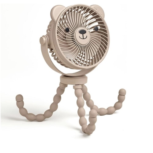 Itzy Ritzy Stroller Accessory - Features 360 Degree Swivel Design, Tilting & Flexible, Easy-Attach Wraparound Legs (Bear) - 3-Speed Stroller Fan